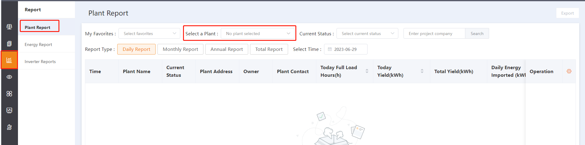 Plant Report Export